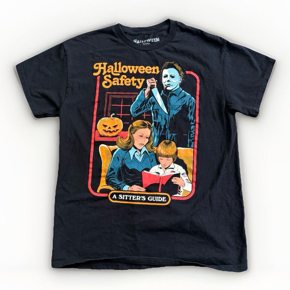 Creepy Co. Halloween Michael Myers Safety Black T-Shirt Men's Size Medium Retro